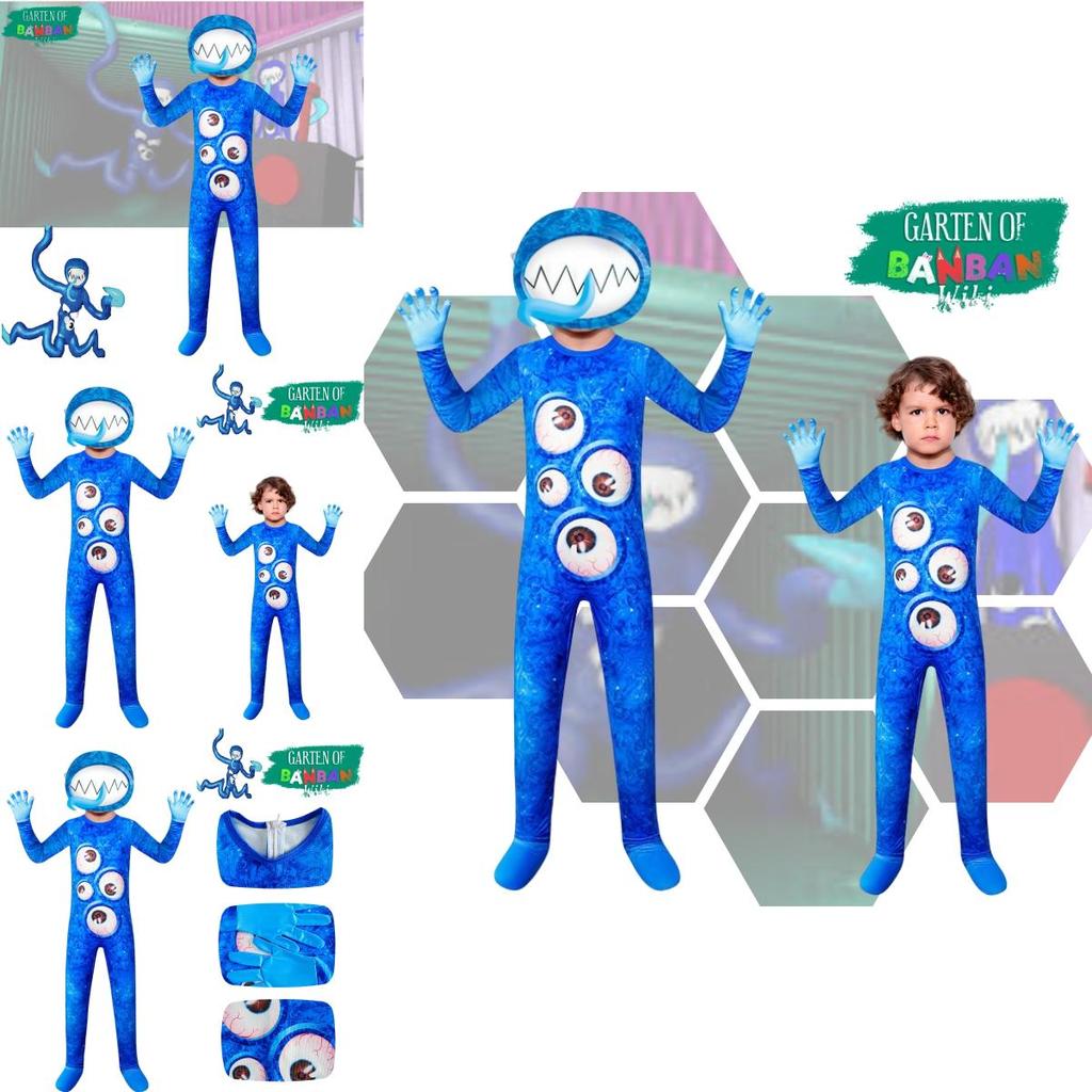 Новый костюм для косплея на Хэллоуин для детей в саду Банбан, синий мультяшный стиль
