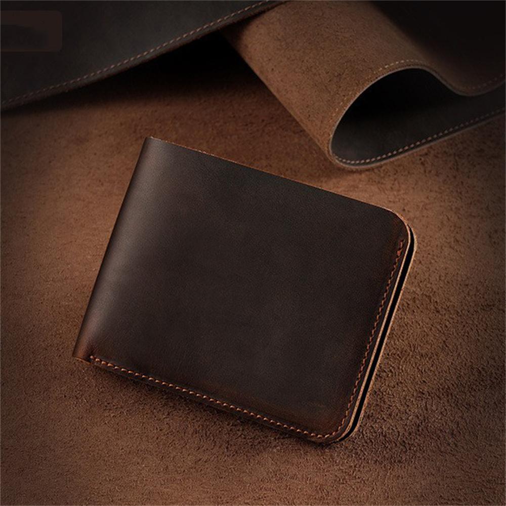 Новый Прочный Кошелек из Натуральной Кожи Коровьей Первого Слоя в Ретро Стиле Мужской Темно-Кофейного Цвета