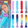 24-дюймовый синтетический тресс для плетения, цвет радужный, сделай сам, джамбо-волосы, розовый, красный, синий, прическа для женщин