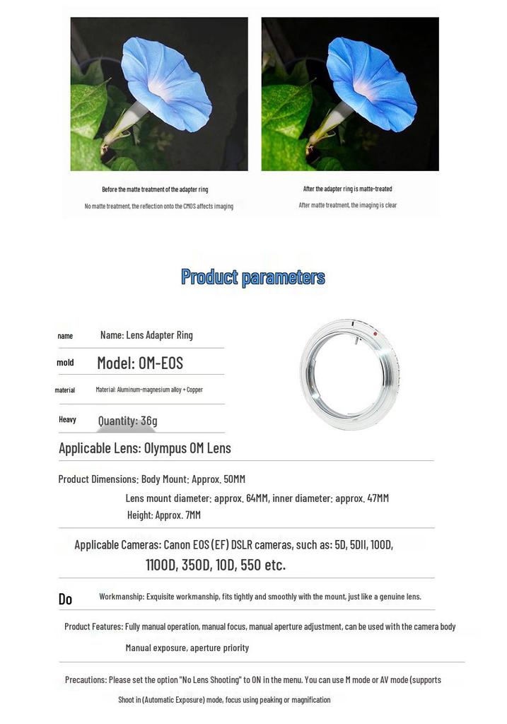 Адаптер объектива OM-EOS для объективов Olympus OM на DSLR Canon EOS