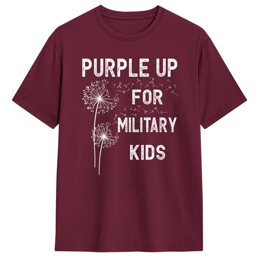 Purple Up For Military Kids TShirt Summer Month Of The Military Child Cotton T Shirts For Unisexs Print Tee Shirt Clothes