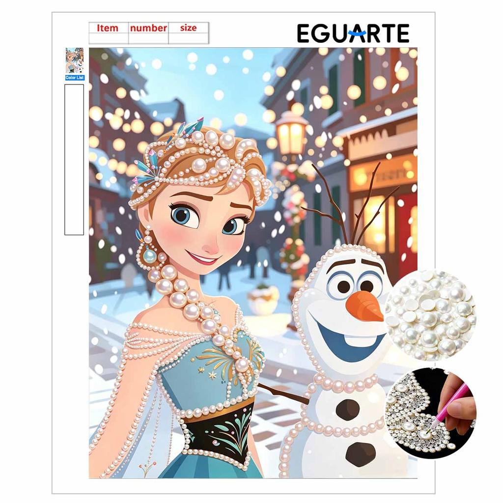 Disney Pearl Painting Anna and Her Best Friend Olaf DIY Pearl Painting Gem Art Pearl Dot Painting Picture Crafts Adult Beginner Gifts Home Decor