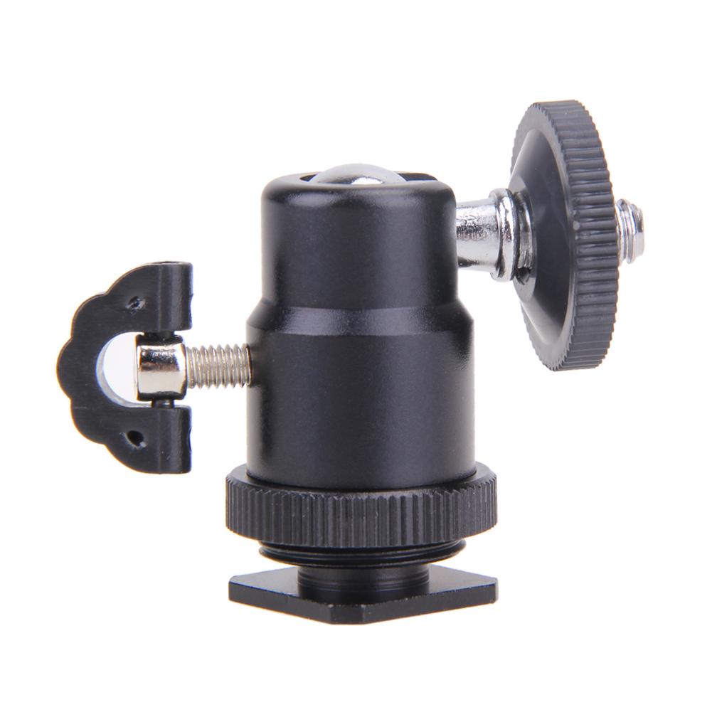 Aluminum Rotary Mount Stand 1/4 Hot Shoe Adapter Metal Flash Tripod Bracket with Lock Camera Accessories 360 Degree for GOPRO