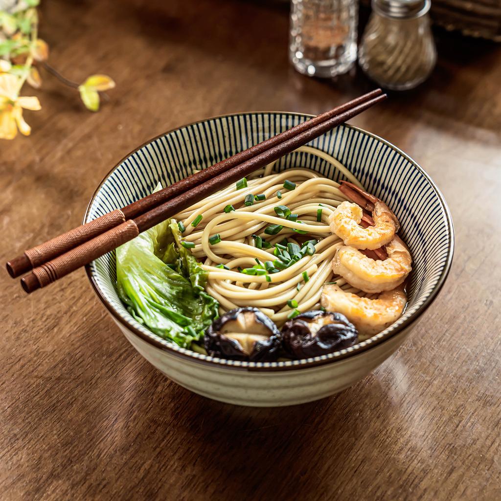 Японская керамическая миска для лапши Домашняя миска для блюд Миска для супа Ресторанная миска для рамена Креативная миска с линиями Круглая большая миска Посуда