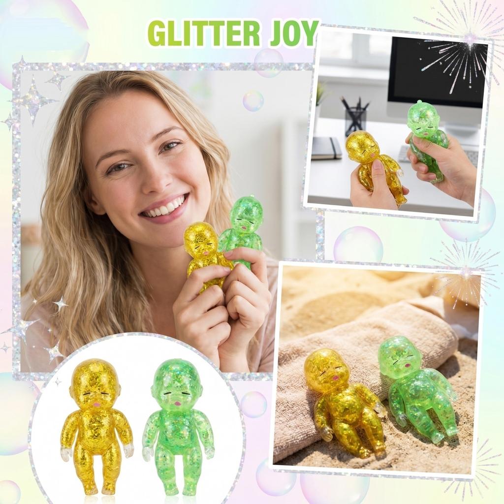 Сенсорная игрушка для снятия стресса, сжимаемая кукла, наполненная блестками, для терапии рук и снижения тревожности, прочный гибкий материал