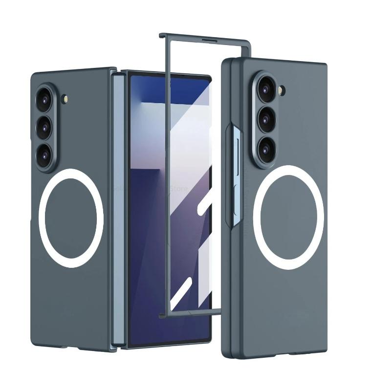 Роскошный магнитный беспроводной зарядный прочный ПК-чехол для Samsung Galaxy Z Fold 7 6 5 Полный комплект Экран передняя HD-пленка Ударопрочная крышка