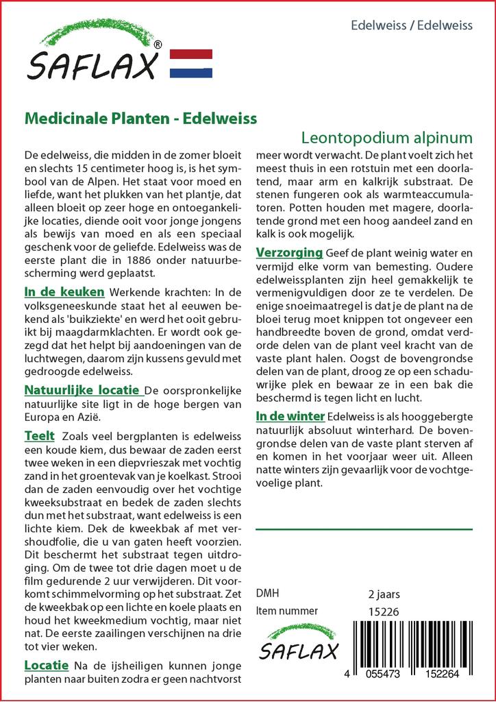 SAFLAX Garden in the Bag - Эдельвейс - 500 семян - С субстратом в подходящем пакете - Leontopodium alpinum