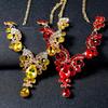 1 Set Jewelry Set Necklace Earrings Luxurious Rhinestone Exquisite Sparkling Color Matching Pendant Necklace Long Hanging Earrings Bride Neck