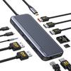 Док-станция USB C для двух мониторов для 4K-дисплея, док-станция для ноутбука 12 в 1 с двумя Displayport и HDMI, USB A/C 3.1 10 Гбит/с, USB