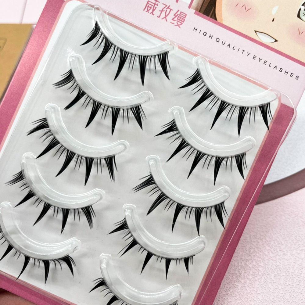 Japanese Cosplay Manga Anime Lashes Dramatic Wet Spiky Lashes Doll Strip Lashes  for Women