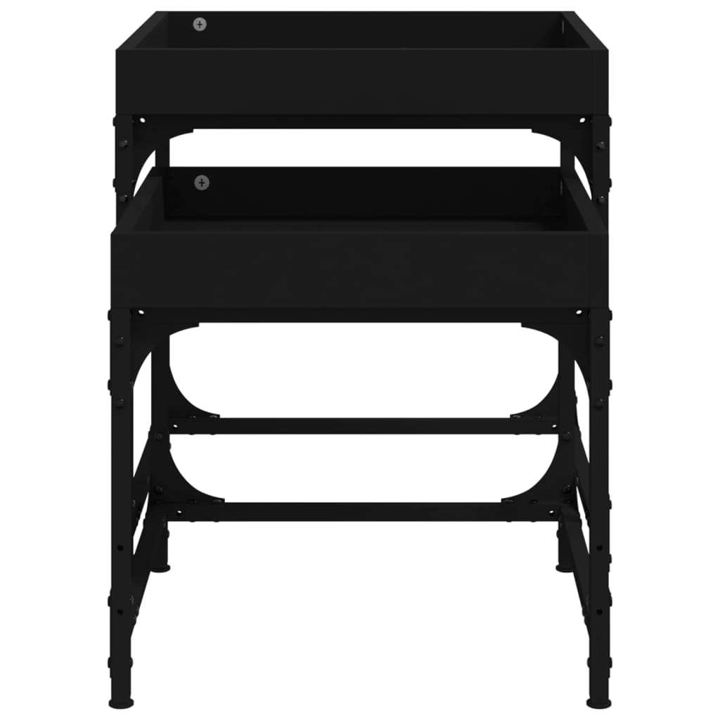Side Tables 2 pcs Black Wood Based Material