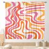 Funky Floral Curtains, Retro Vintage 60S 70S Hippie Groovy Boho Floral Flower Trippy Modern Aesthetric Window Curtains Drapery