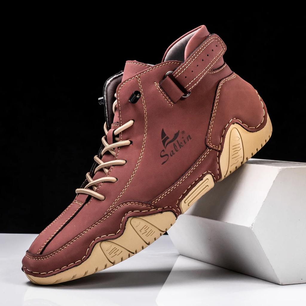 Мужские повседневные короткие ботинки осень-зима, модные высокие кроссовки для активного отдыха, дышащие кожаные мужские ботильоны Zapatillas Hombre