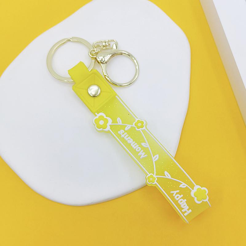 Прозрачный ПВХ мягкий резиновый брелок для ключей английский маленький цветок желе цвета сливы конфетный цвет капли клейкий браслет