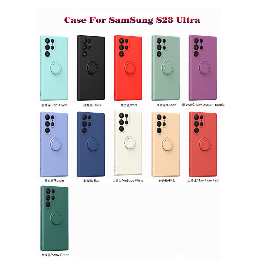 Чехол для Samsung Galaxy S24 S23 S22 S21 FE Plus Ultra, жидкое силиконовое кольцо, держатель-подставка, мягкий чехол, противоскользящий, противоскользящий, Fundas