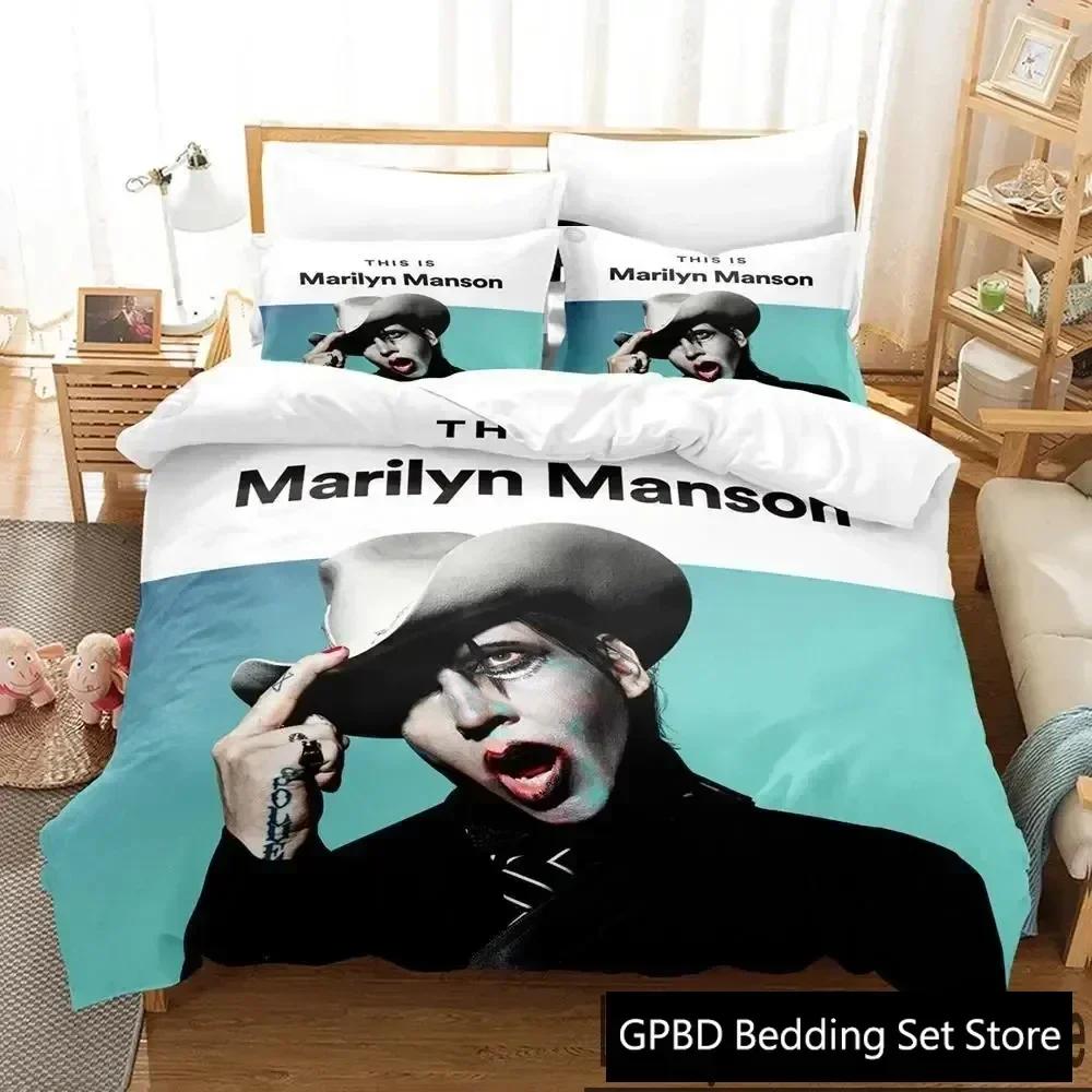 Luxury New 3D Print Marilyn Manson Bedding Set Boys Girls Twin Queen King Size Duvet Cover Pillowcase Bed Home Textileextile