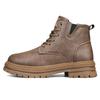 Hot Sale Fashion Brown Boots for Men Comfort Platform Men's Work Boots Lace-up  Leather Ankle Boots Casual Men Botas Masculino
