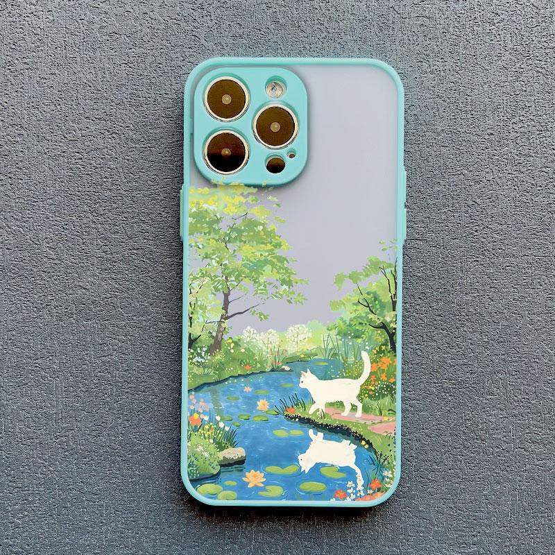 Pretty Cute Black Cats In Flower Garden Phone Case for iPhone 14 13 12 11 Pro Max Mini 16 15 Pro Max Plus XR XS X 7 8 Plus Cover