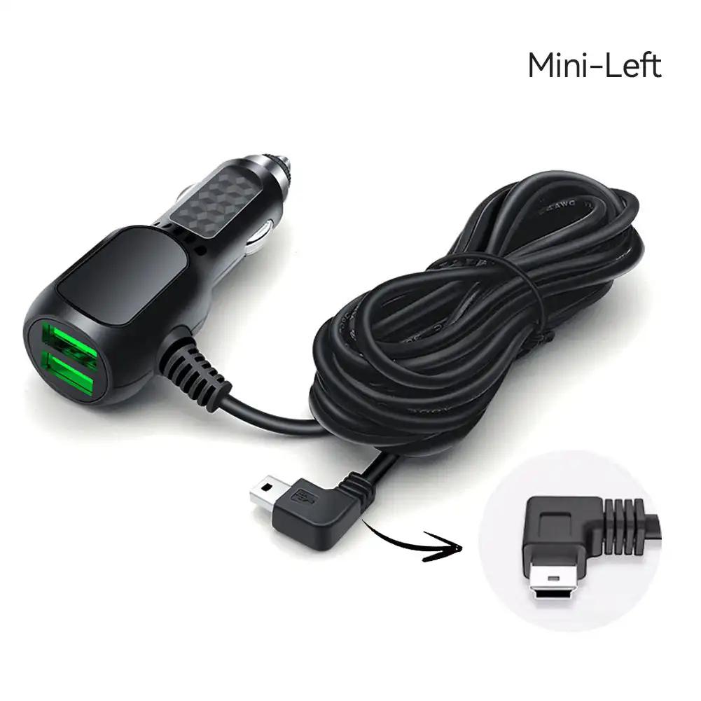 Двойное мини-USB автомобильное зарядное устройство Micro USB кабель прикуривателя 11,5 футов шнур питания розетка зарядное устройство для видеорегистратора видеорегистратор GPS видеорегистратор
