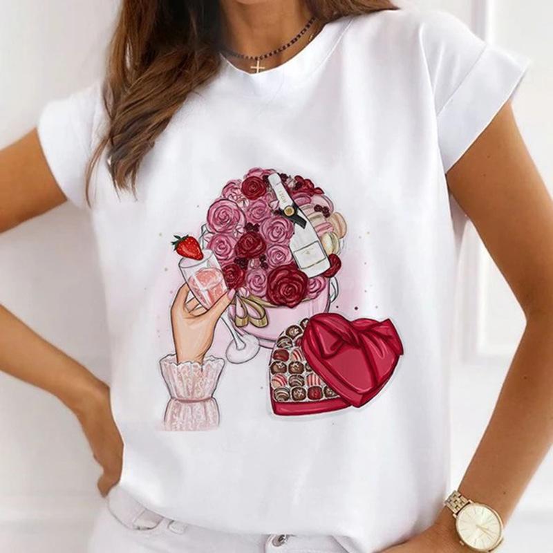 Summer Plus Size Women's Top with Letter Print Retro Pure Cotton Short Sleeved T-Shirts Women’s