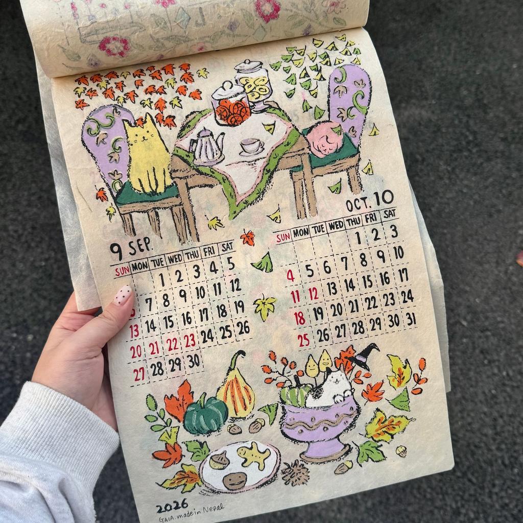 Nepal calendar hand-painted illustration wall calendar Calendar high-value calendar decoration ornaments