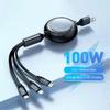 100W Retractable USB Charging Cable for , , , - USB-C Fast Charge