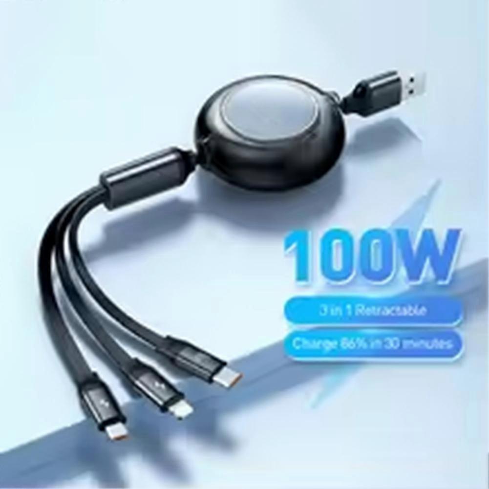 100W Retractable USB Charging Cable for , , , - USB-C Fast Charge