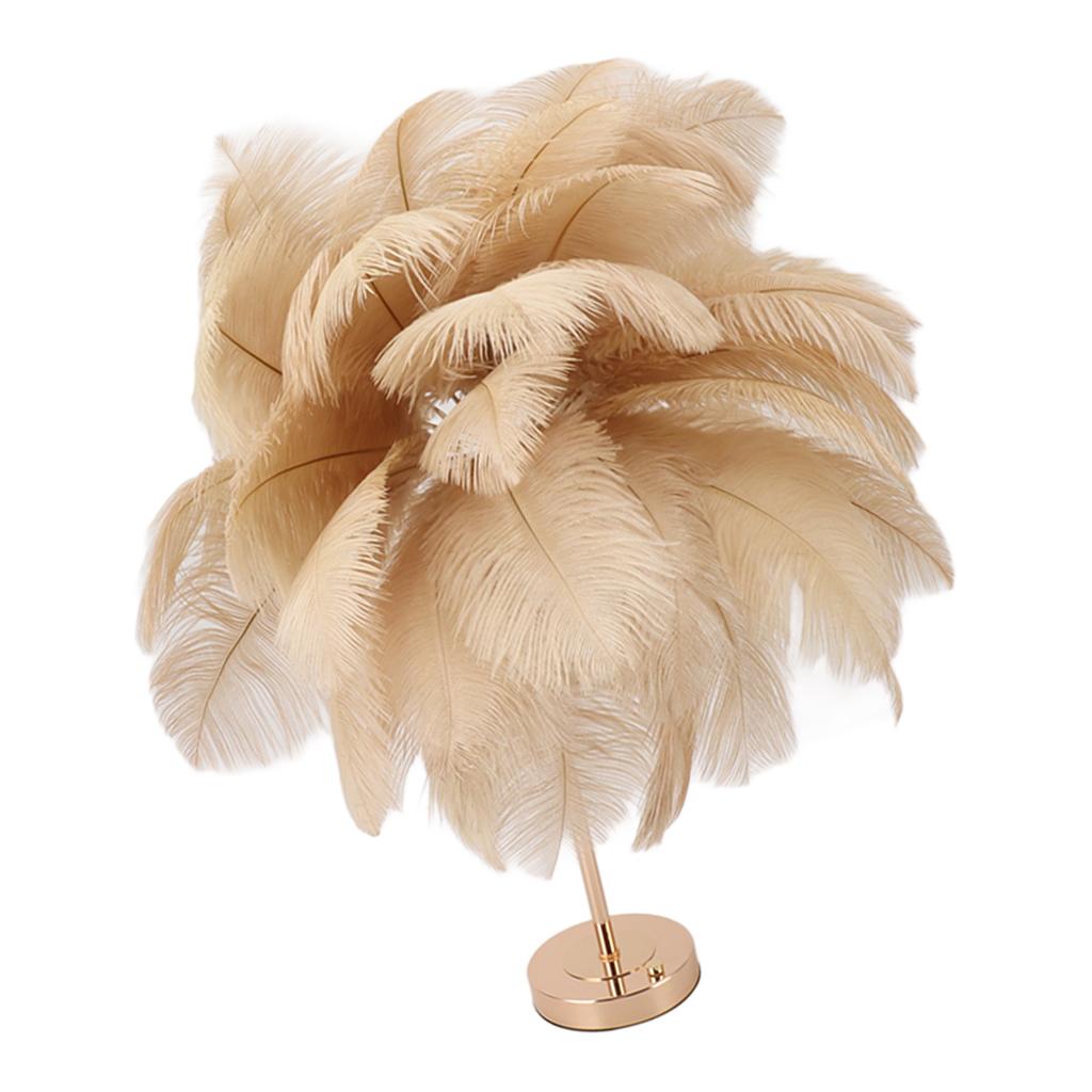 Ostrich Feather Table Lamp Rechargeable Modern Romantic Decoration Lamp Bedroom Bedside Lamp for