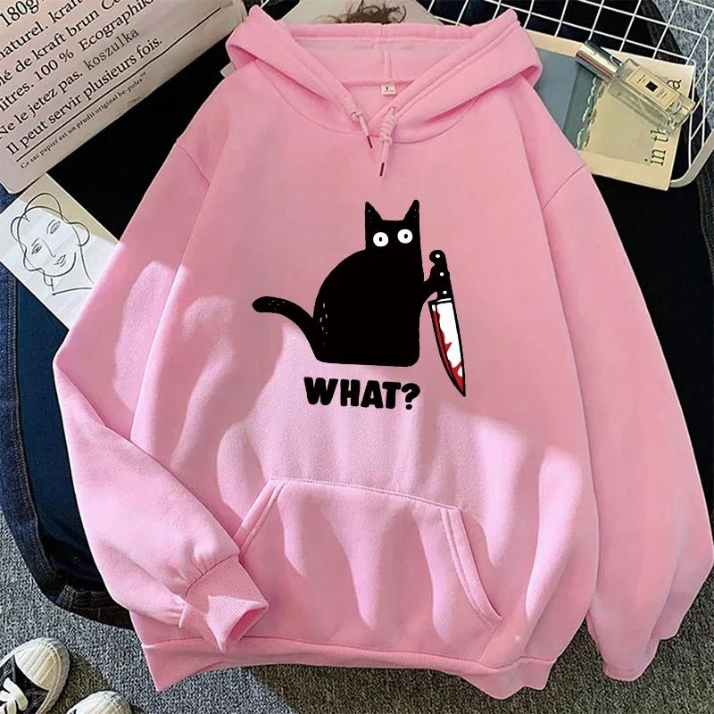 Cute Cat Print Hoodie for Woman 2025 Hot Sale Hooded Long Sleeve Pullover All Season Girl Home Outdoor Comfort Casual Sweatshirt
