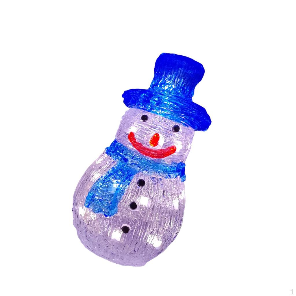 Christmas Glowing Snowman Decoration Decor for Room Indoor Outdoor Red Hat Height 22cm