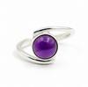 Purple Round Amethyst Ring, 925 Solid Sterling Silver, Promise Ring, Bypass Ring, Gift for Her