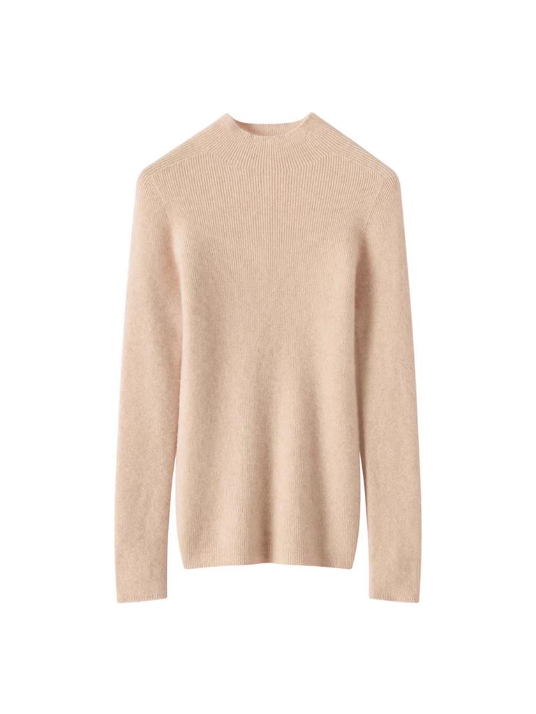 Women's Pure Cashmere Slim-Fit Sweater, Half-High Neck, Knit Base Layer, Autumn/Winter Collection