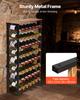 48 Bottle Wine Rack,8-Tier Iron Wine Bottle Holder With Wood Table Top,Freestanding Floor Display Wine Storage Shelves,For Kitchen Pantry, Cellar,