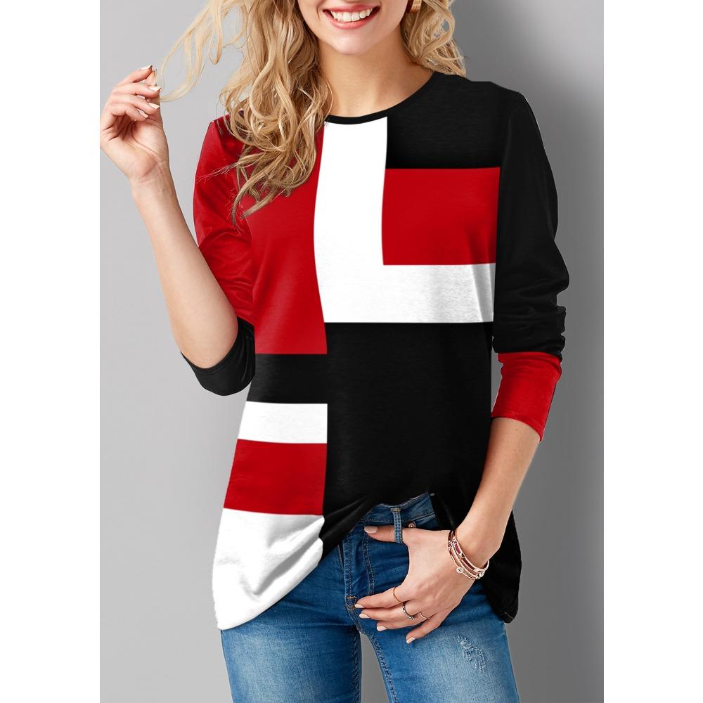 HNXC Women's Fashion Casual Autumn Winter Long Sleeve O-Neck Blouses & Shirts