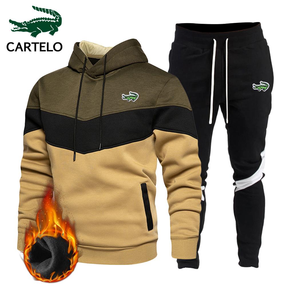 CARTELO Вышивка Осень/Зима, новый комплект из двух предметов с капюшоном и брюками, мужская спортивная одежда в тон