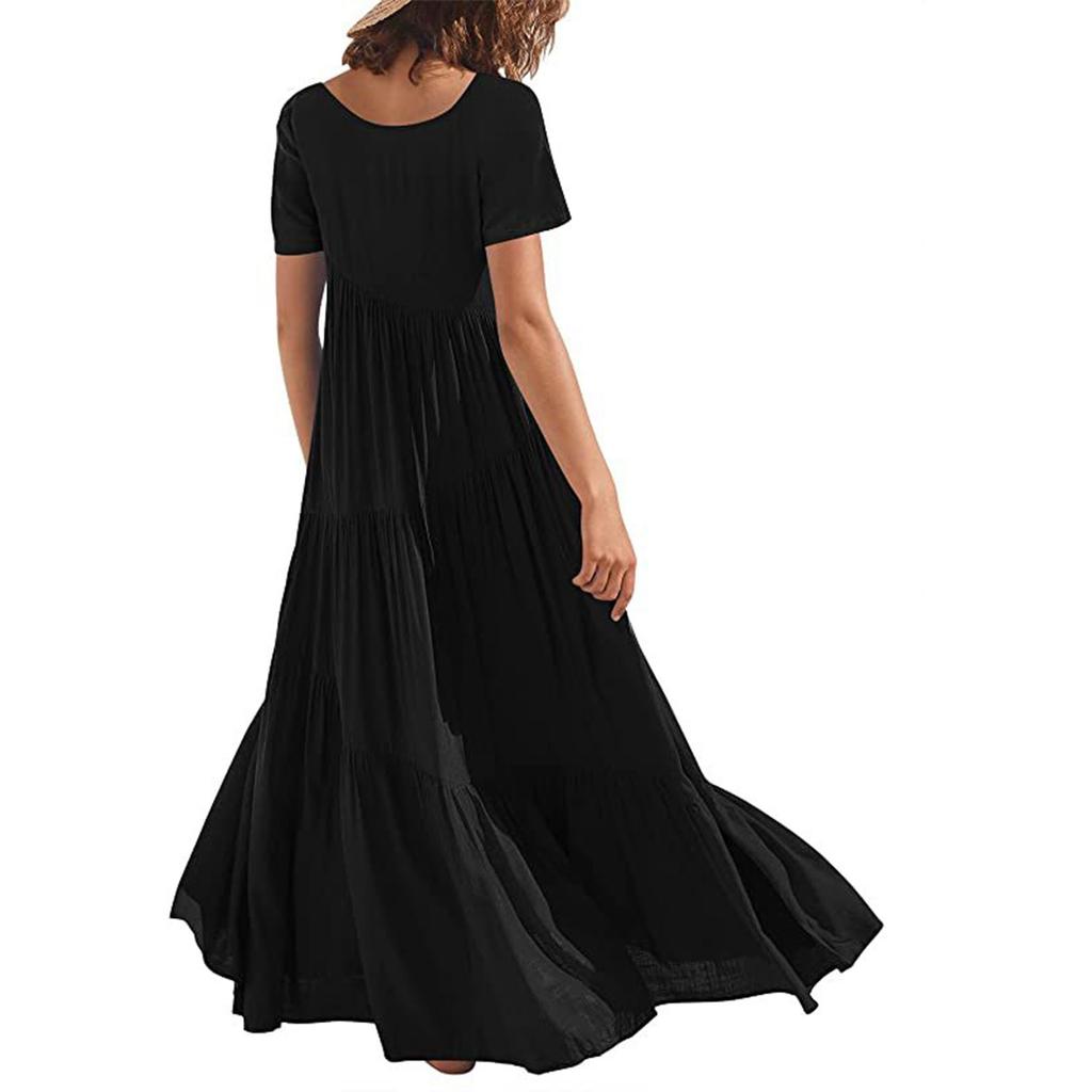 Dress Fashion Maxi Casual Womens Short Sleeve Elegant Irregular Party Dress