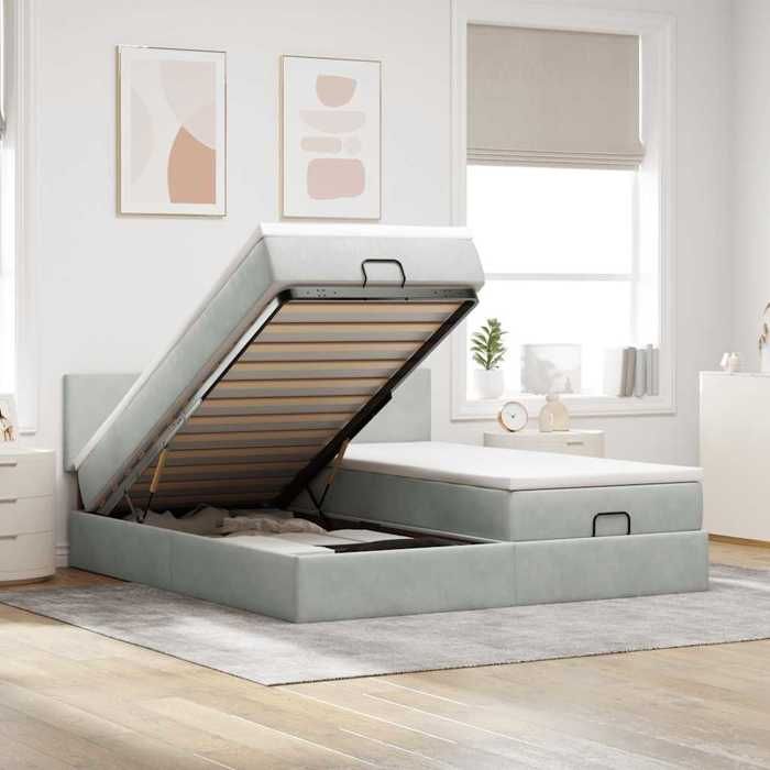 Maison Exclusive - Cadre de lit ottoman et matelas gris clair 180x200cm velours