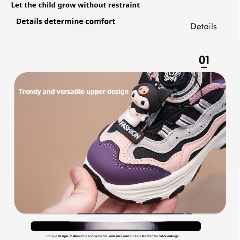 Весенне-осенние новые модные универсальные кроссовки с мультяшным дизайном и удобной мягкой подошвой для бега для девочек