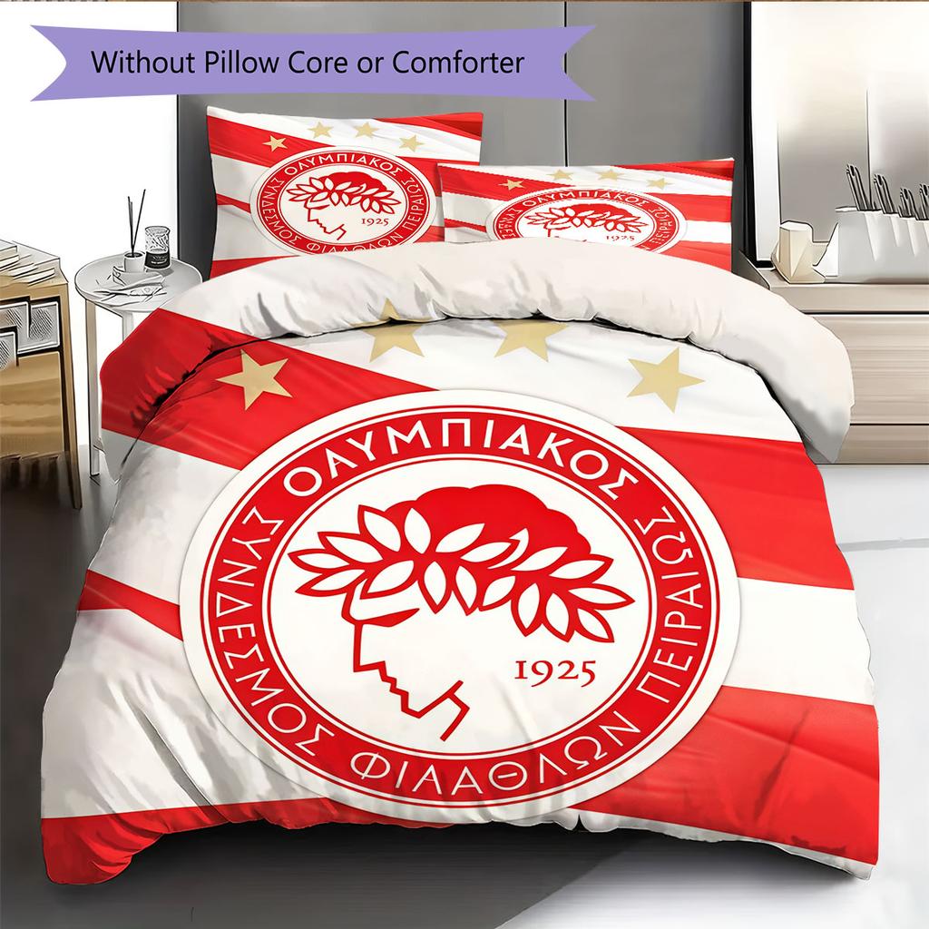 Olympiacos Bedding Quilt Set Quilt Cover Pillowcase Home Decoration Birthday Gift (1 * duvet cover + 2 * pillowcase, without core)