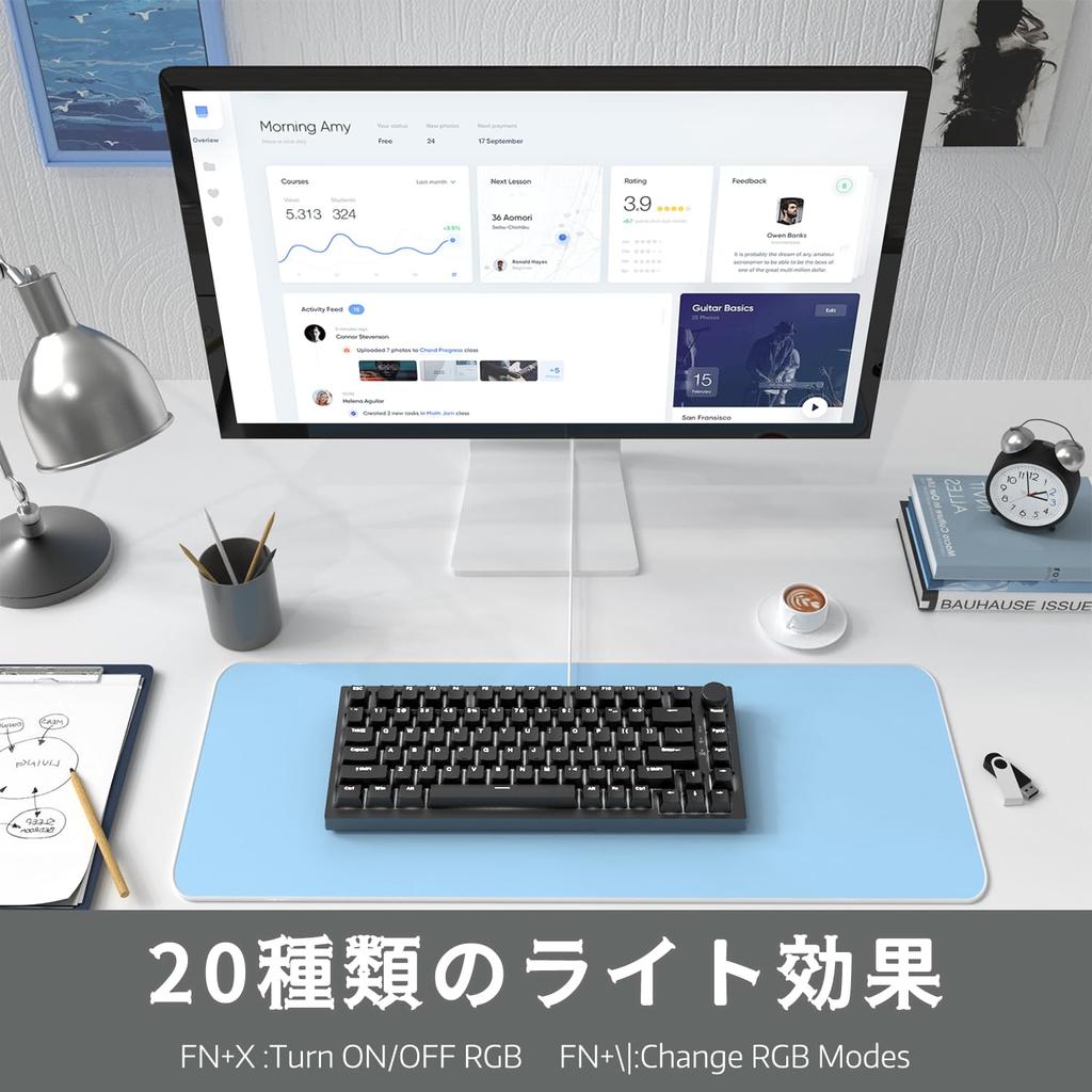 AK820 Wired Mechanical Keyboard Red Axis 82 Key Compact Gaming Keyboard Hot Swap Compatible Gasket Structure Backlit with Knob USB Connection DIY