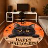 1PC Halloween Black Cat Office Round Area Rug, Under Office Chairs Bedroom Living Room Home Decor, Carpet for Office -1110127