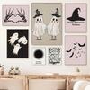 Scandinavian Pink Halloween Witch Gothic Ghost Skeleton Canvas Painting Posters Prints Wall Art To Decorate the Living Room Cuadros