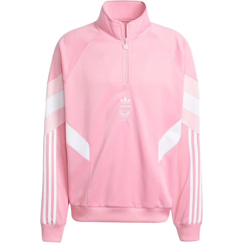adidas Оригинальный свитшот Inter Miami Cf, логотип, в полоску, повседневный, свободного кроя, с длинным рукавом, мужской свитшот, светло-розовый JI6907