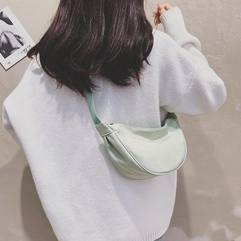 Yogodlns Casual Nylon Shoulder Dumpling Bag Light Crossbody Bag Large Capacity Waist Bag Fashion Half-moon Hobo Bag Clutch