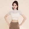 Lady Summer Yoga Top Thin Quick-drying Good Breathability Short Sleeves Waist-exposed Cropped