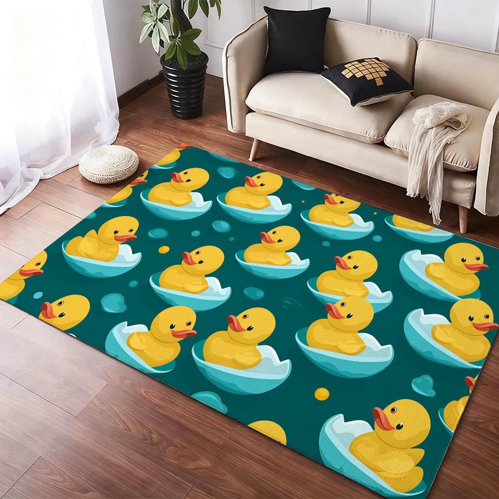 Cartoon Rubber Duck Floor Mat Flannel Rugs Soft Winter Warmth Floor Mat Thickened Non-Slip for Living Room Home Door Mat