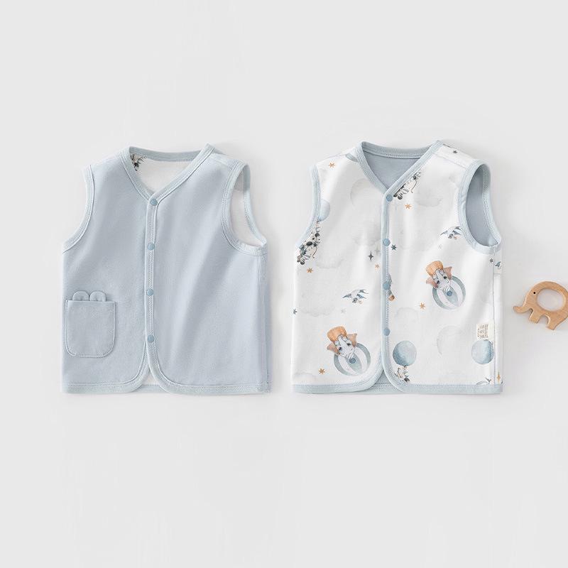 Reversible Newborn Cotton Vest: Double-Layer, Sleeveless, Spring/Autumn Style