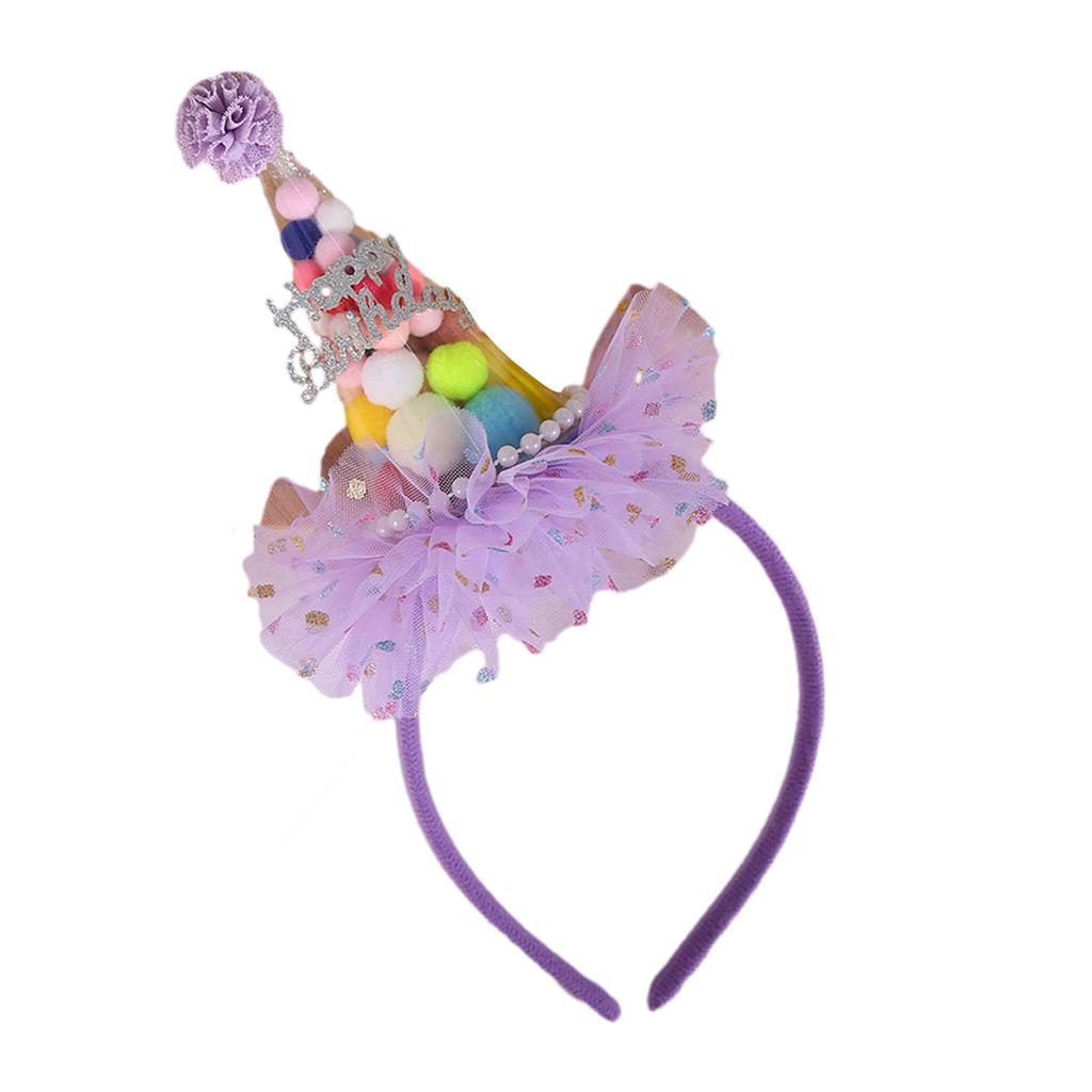 Birthday Party Hairhoop Adult Party Hat Headband Rainbow Candy Lace Hairband for Children Photography Head Accessories