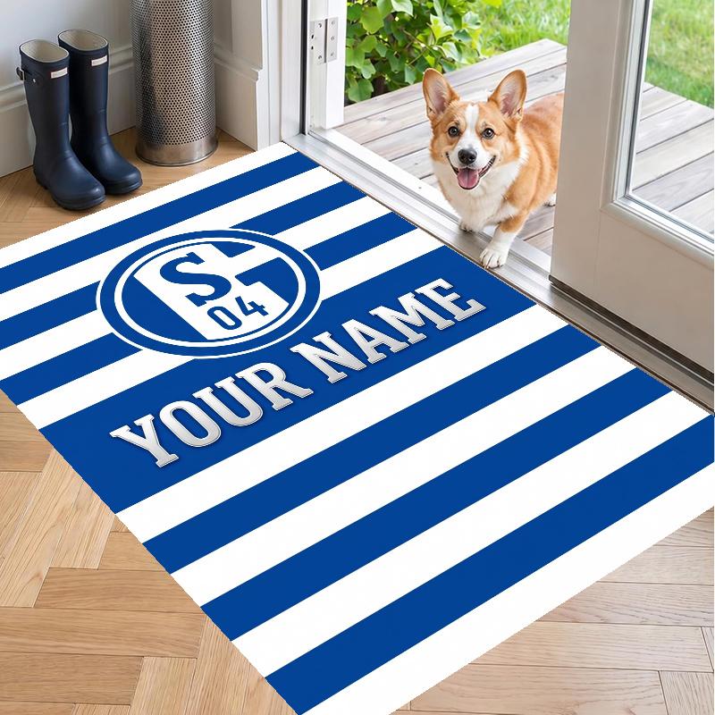 Custom Name Schalke 04 Crystal Velvet Floor Rug Personalized Text Soft Carpet Home Decor