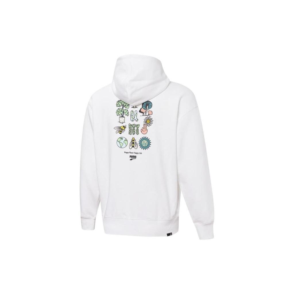 Puma Downtown Graphic FZ Hoodie Jacket with Fun Logo Print Men Jackets White 535178-02